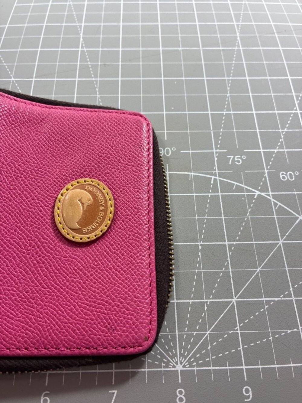 Dooney & Bourke Pink Zip Around Wallet Leather Compact Coin Purse Saffiano - Picture 7 of 8